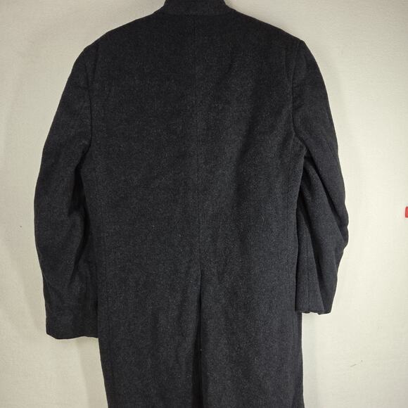Vintage Jos A Bank Mens Trench Coat Gray Wool Blend Fall Winter Cold Weather - Picture 14 of 16